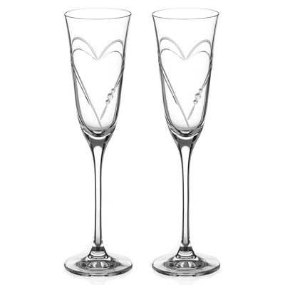 Beloved Hearts Crystal Champagne Flutes - Set Of 2