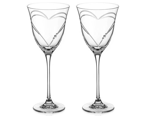 Beloved Hearts Crystal Red Wine Glasses- Set Of 2