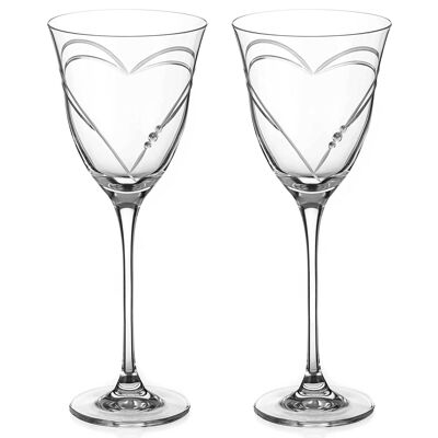 Beloved Hearts Crystal Red Wine Glasses- Set Of 2