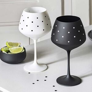 Verres à Gin Noirs Et Blancs - "spots & Dots" - Paire De Verres à Gin Copa En Cristal Peint - Lot De 2