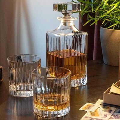 Juego de regalo de decantador Broadway - 1 decantador de cristal con 2 vasos de cristal