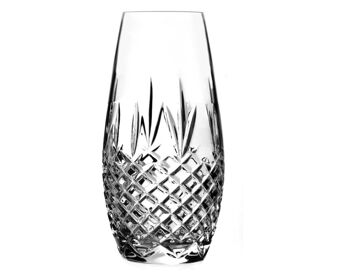 Vase tonneau en cristal au plomb taillé Buckingham - 20,5 cm de haut