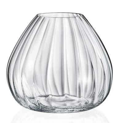 Vase Bol En Cristal - "cascade" - Bol En Verre Cristal Sans Plomb - 18 Cm