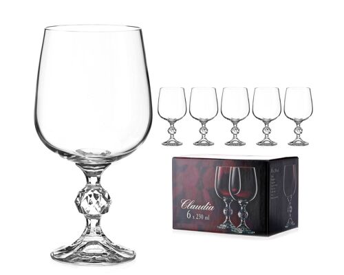 Crystal Red Wine Glasses 'claudia' Vintage Style Ball Stem, Lead Free Crystal, Set Of 6