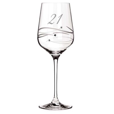 Diamante 21st Birthday Wine Glass - ''just For You" - Single Wine Glass Present In Gift Box