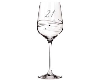 Diamante 21st Birthday Wine Glass - ''Just For You" - Verre à vin unique présent dans une boîte cadeau