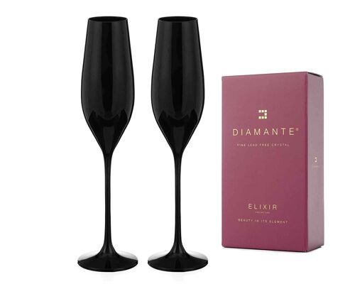 Diamante Black Crystal Glasses - 'ghost Black’ Collection (champagne Flutes)