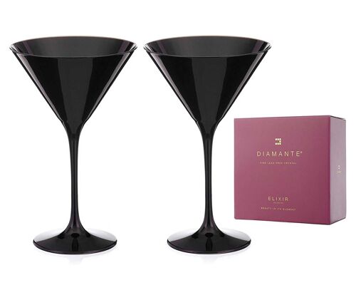 Diamante Black Crystal Glasses - 'ghost Black’ Collection (martini Glasses)
