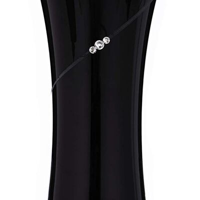 Diamante Black Silhouette Hollow Sided Vase With Swarovski Crystals 25 Cm