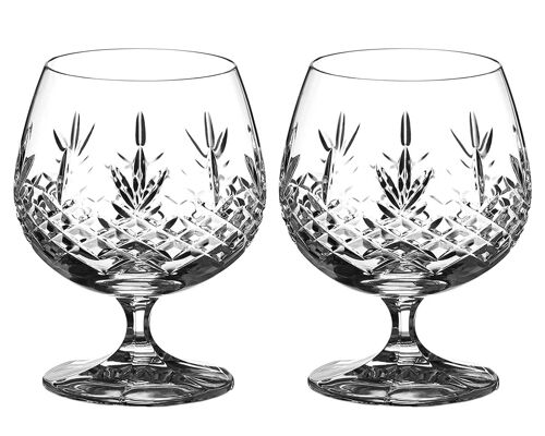 Diamante Brandy Or Cognac Glasses Pair - 'buckingham' Collection - 2 Hand Cut Crystal Snifter Glasses