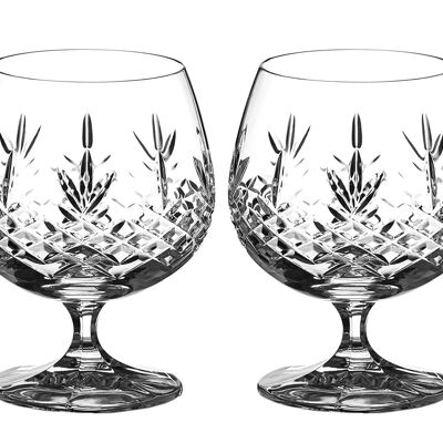 Coppia di bicchieri da brandy o cognac con diamanti - Collezione 'buckingham' - 2 bicchieri da snifter in cristallo tagliati a mano