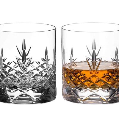 Coppia di bicchieri da whisky con taglio a mano in cristallo di diamante Buckingham - Cristallo senza piombo di alta qualità - Set di 2