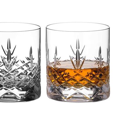 Coppia di bicchieri da whisky con taglio a mano in cristallo di diamante Buckingham - Cristallo senza piombo di alta qualità - Set di 2