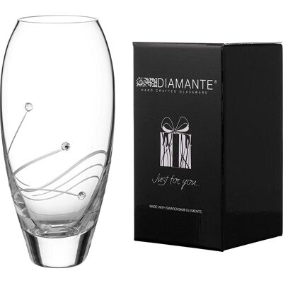 Diamante Bud Vase 'glasgow' - Florero pequeño de cristal tallado a mano con cristales de Swarovski - 18 cm