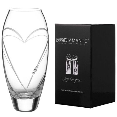 Diamante Bud Vase 'hearts' - Florero Pequeño De Cristal Tallado A Mano Con Cristales De Swarovski Y Diseño De Corazón - 18 Cm