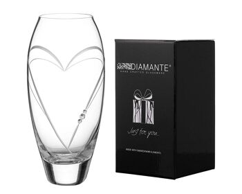 Diamante Bud Vase 'hearts' - Petit vase en cristal taillé à la main avec cristaux Swarovski et motif cœur - 18 cm
