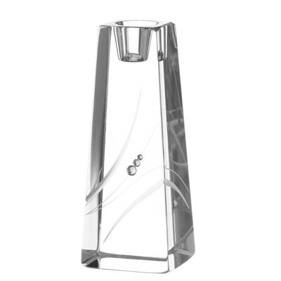 Portacandela Diamante - Design "a spirale" - Taglio a mano con cristalli Swarovski (15 cm)