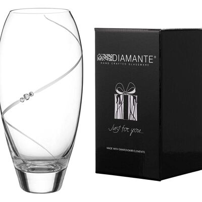 Diamante Bud Vaso 'silhouette' - Piccolo vaso di cristallo tagliato a mano con cristalli Swarovski - 18 cm