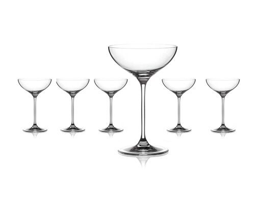 Diamante Champagne Cocktail Saucers Coupes - Set Of 6