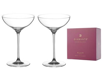 Diamante Champagne Sauces Cocktail Coupes Paire - Collection 'moda' Cristal Non Décoré - Lot De 2