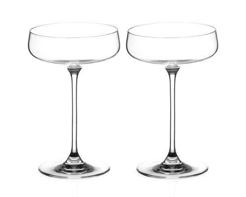 Diamante Champagne Cocktail Saucers Pair - ‘auris’ Collection Undecorated Crystal - Set Of 2