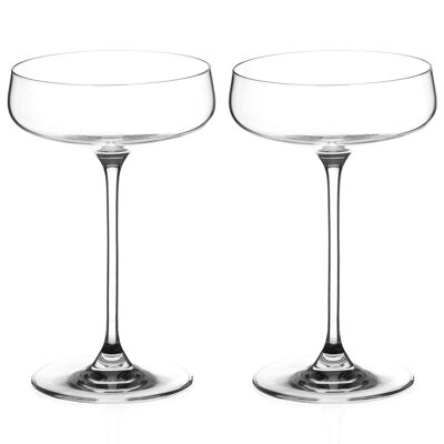 Diamante Champagner-Cocktail-Untertassen, Paar – „Auris“-Kollektion, undekoriertes Kristallglas – 2er-Set