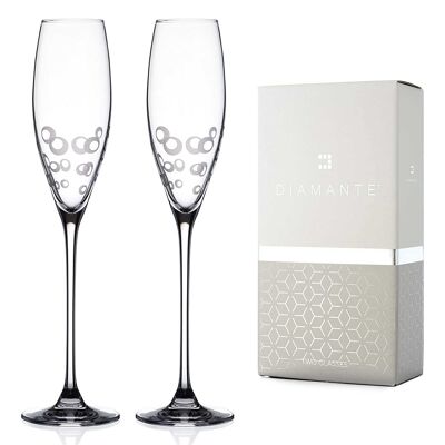 Paire de verres à flûte à champagne Diamante 'elegance' avec un design à bulles gravées