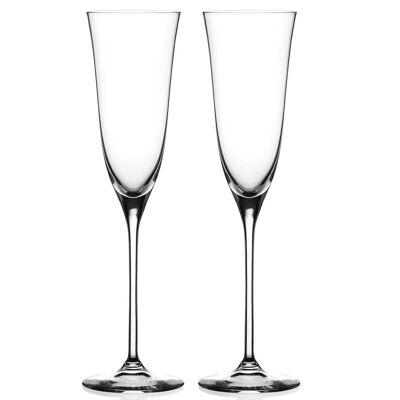 Diamante Champagne Flutes Prosecco-Gläser aus Kristallglas – „Kate“-Kollektion, undekoriertes Kristallglas – 2er-Set