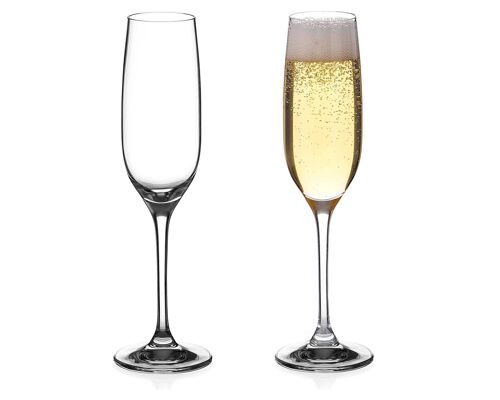 Diamante Champagne Flutes Crystal Prosecco Glasses Pair - 'everyday' Collection Undecorated Crystal - Set Of 2