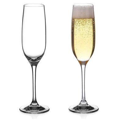 Diamante Champagne Flutes Crystal Prosecco Glasses Pair – 'Everyday' Collection Unverziertes Kristallglas – 2er-Set