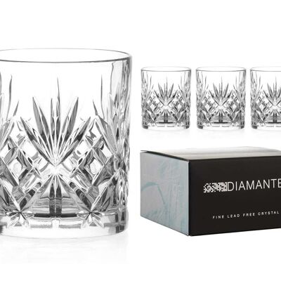 Diamante Chatsworth Whisky Tumbler – Premium bleifreies Kristallglas – 4er-Set