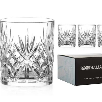 Diamante Chatsworth Whisky Tumblers - Premium Lead Free Crystal - Set Of 4