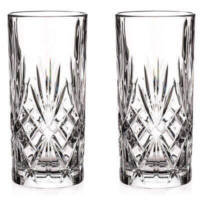 Diamante Chatsworth Highball Tumbler - Perfect For Whisky, Water And Cocktails - Premium Lead Free Crystal - Set Of 2