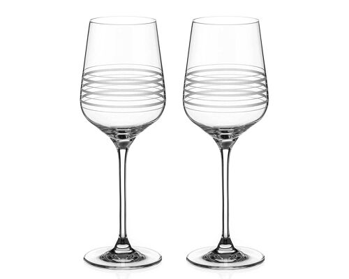 Diamante Contemporary Elegant Hand Cut Wine Glasses Pair With ‘portobello’ Collection Hand Cut Design - Set Of 2