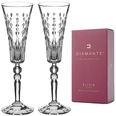 Copas de champán Prosecco de cristal de diamante - 'marbella' - Cristal sin plomo premium - Juego de 2