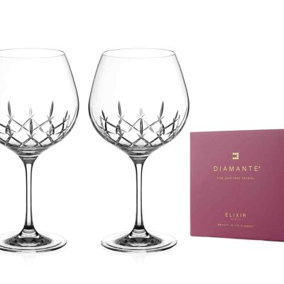 Paire de Verres à Gin Copa en Cristal Diamante - Collection 'classique' Verres Ballons en Cristal Taillé à la Main - Lot de 2