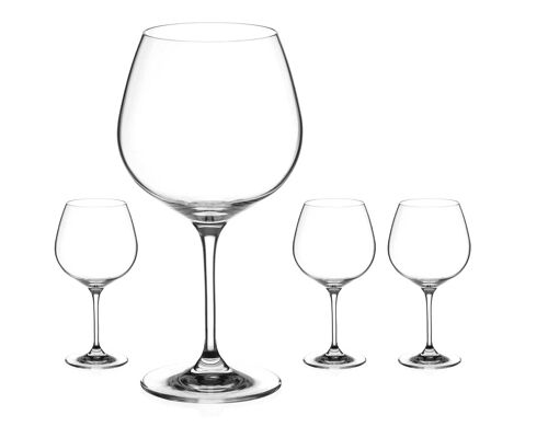 Diamante Crystal Gin Copa Glass Pair - ‘auris’ Collection Undecorated Crystal Balloon Glasses - Set Of 4