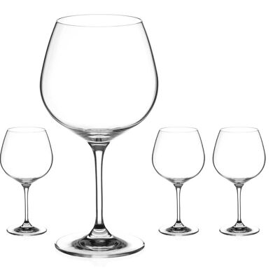 Diamante Crystal Gin Copa Glass Pair - ‘auris’ Collection Undecorated Crystal Balloon Glasses - Set Of 4