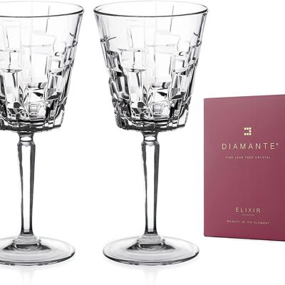 Copas de vino tinto de cristal Diamante - 'cuarzo' - Cristal sin plomo premium - Juego de 2