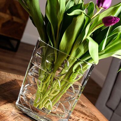 Vaso in cristallo di diamante 'eclipse' | Vaso per fiori in cristallo di alta qualità con set pesante | Alto 22 cm