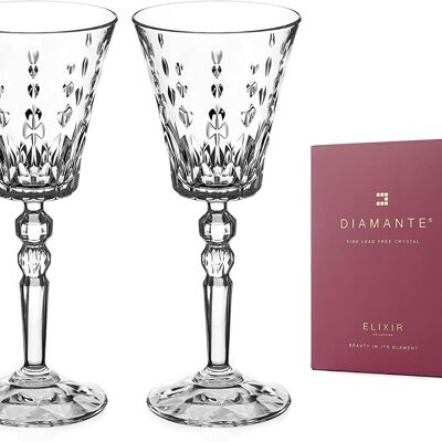 Diamante Crystal White Wine Glasses - 'marbella' - Premium Lead Free Crystal - Set Of 2