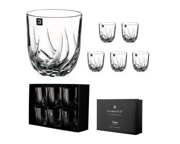 Diamante Firenze 6 gobelets pressés sans plomb emballés dans une boîte cadeau doublée de satin