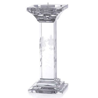 Portacandele o portacandele in cristallo di piombo fucsia 24% diamante fucsia - 23 cm di altezza e adatto per 3 diverse dimensioni di candela o lumino