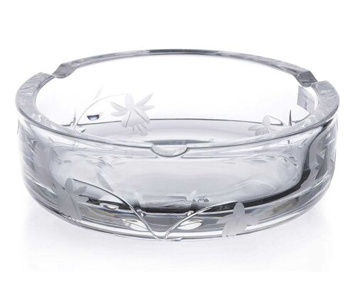 Diamante Fuchsia Hand Cut 24% Lead Crystal Glass Ashtray Ash Tray - 15 Cm