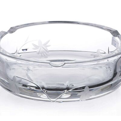 Diamante Fuchsia Hand Cut 24% Lead Crystal Glass Ashtray Ash Tray - 15 Cm