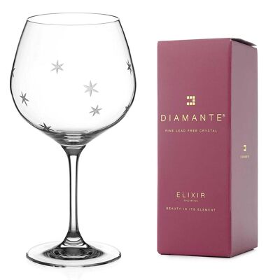Diamante Gin Glass Copa 'Northern Star' Singolo - Bicchiere Palloncino Di Cristallo Con Motivo Stelle Inciso A Mano