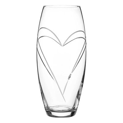 Diamante Heart In Heart Vase cylindrique en cristal taillé à la main avec cristaux Swarovski 30 cm - Cadeau parfait