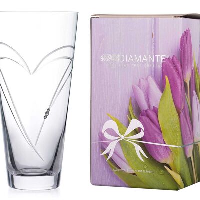 Diamante Heart In Heart Vase en cristal taillé à la main avec cristaux Swarovski 25 cm - Cadeau parfait