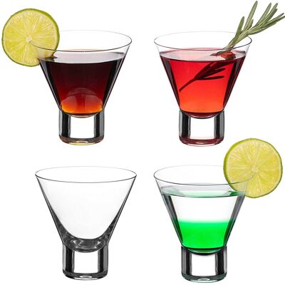 Diamante Martini Cocktail Glasses - 4 Stemless Crystal Tumblers For Martini Or Mojito - ‘auris’ Collection – Set Of 4