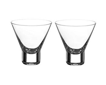 Verres à Cocktail Diamante Martini - Gobelets En Cristal Sans Pied Pour Martini Ou Mojito - Collection 'auris' - Lot De 2